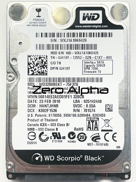 Western Digital WD3200BEKT data recovery