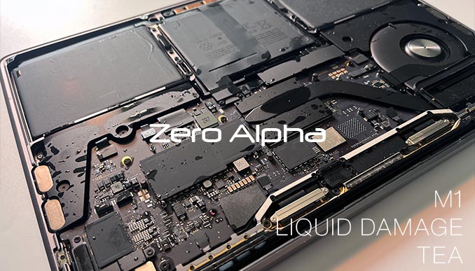 apple m1 a2338 liquid damaged by tea motherboard close up