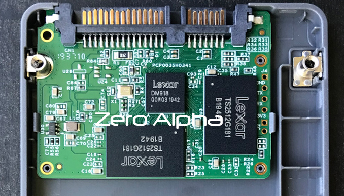 inside of a lexar ns100 showing DM918 controller rebranded as MAS0902 from Maxio in china