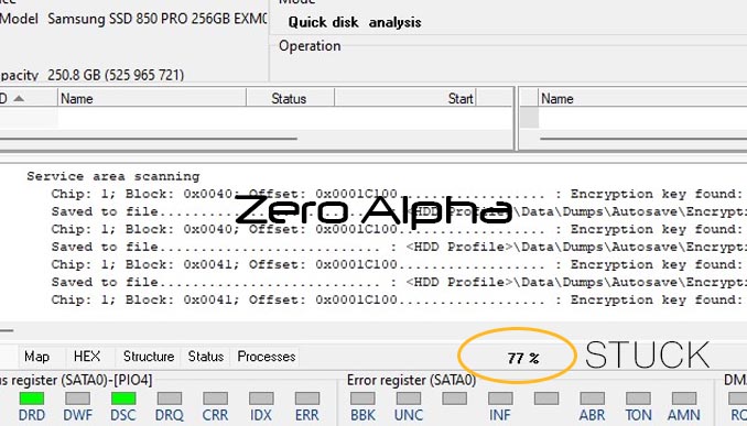 Samsung 850 Pro SSD S4LN045X01-8030 stuck in task trying to decrypt data recovery