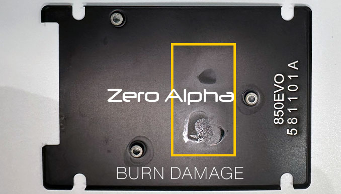  Samsung SSD 850 Burnt Chips Damage to Case